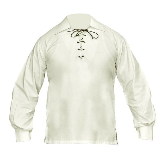 Traditional Jacobite Ghillie Shirt Cream Scottish Highland Jacobite Shirt Size M - Picture 1 of 6